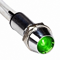 Smidnya IL22 Chrome Body Lead Wire Metal Pilot Light-12mm-24V AC/DC-Green