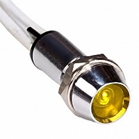 Smidnya IL22 Chrome Body Lead Wire Metal Pilot Light-12mm-6V AC/DC-Yellow