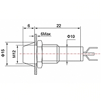 Smidnya IL22 Chrome Body Lead Wire Metal Pilot Light-12mm-36V AC/DC-Red