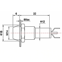 Smidnya IL22 Chrome Body Lead Wire Metal Pilot Light-14mm-127V AC/DC-Blue