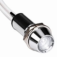 Smidnya IL22 Chrome Body Lead Wire Metal Pilot Light-14mm-220V AC/DC-White