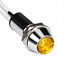 Smidnya IL22 Chrome Body Lead Wire Metal Pilot Light-14mm-24V AC/DC-Yellow
