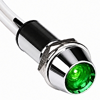 Smidnya IL22 Chrome Body Lead Wire Metal Pilot Light-14mm-220V AC/DC-Green
