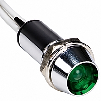 Smidnya IL22 Chrome Body Lead Wire Metal Pilot Light-16mm-220V AC/DC-Green