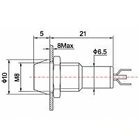 Smidnya IL22 Chrome Body Lead Wire Metal Pilot Light-8mm-110V AC/DC-White