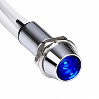 Smidnya IL22 Chrome Body Lead Wire Metal Pilot Light-8mm-12V AC/DC-Blue