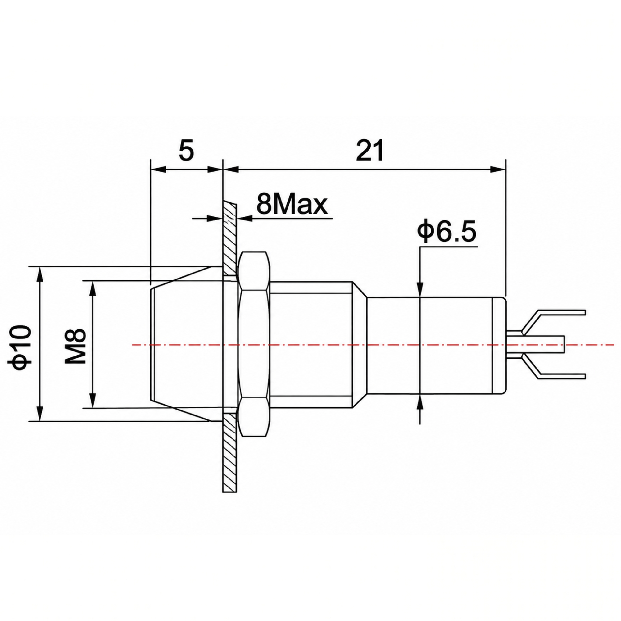 Smidnya IL22 Chrome Body Lead Wire Metal Pilot Light-8mm-12V AC/DC-Yellow