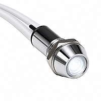 Smidnya IL22 Chrome Body Lead Wire Metal Pilot Light-8mm-24V AC/DC-White