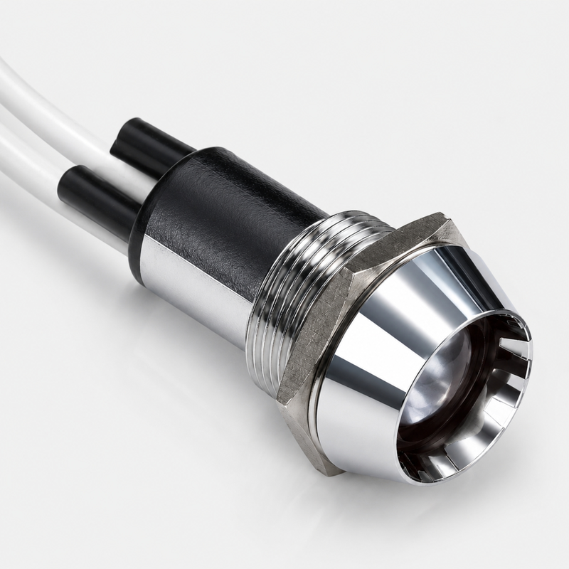 Smidnya IL22 Chrome Body Lead Wire Metal Pilot Light Red/Blue