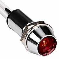 Smidnya IL22 Chrome Body Lead Wire Metal Pilot Light-14mm-127V AC/DC-Red