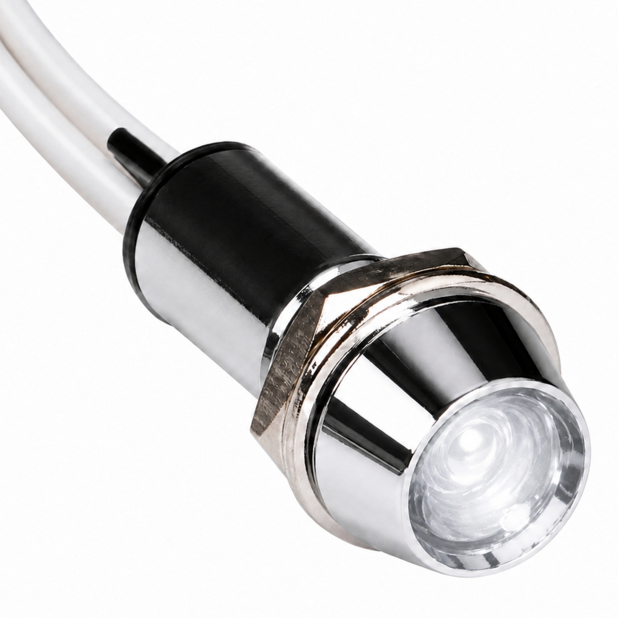 Smidnya IL22 Chrome Body Lead Wire Metal Pilot Light-14mm-48V AC/DC-White