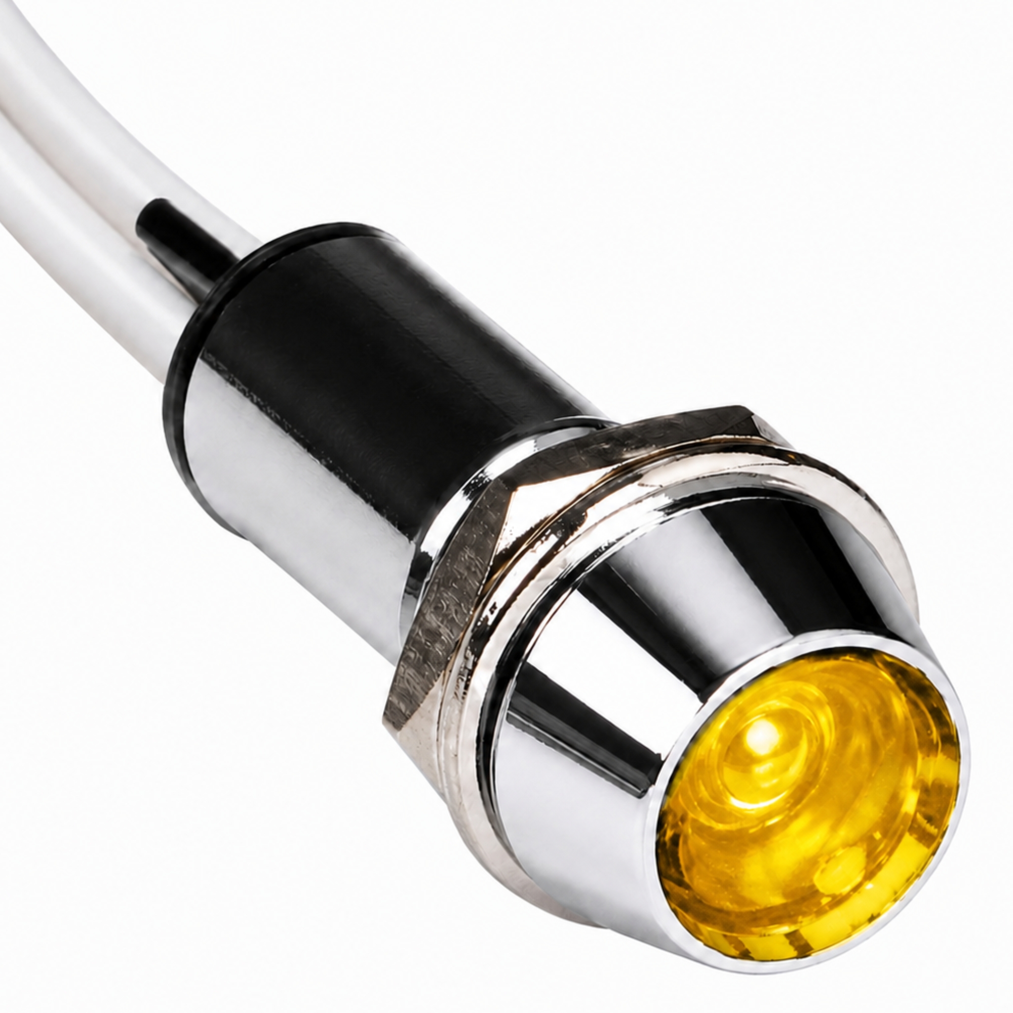 Smidnya IL22 Chrome Body Lead Wire Metal Pilot Light-14mm-6V AC/DC-Yellow