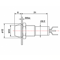 Smidnya IL22 Chrome Body Metal Pilot Light-10mm-6V AC/DC-Blue