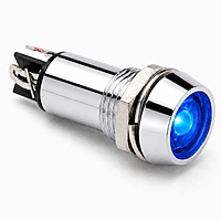 Smidnya IL22 Chrome Body Metal Pilot Light-12mm-12V AC/DC-Blue