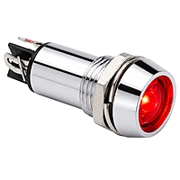 Smidnya IL22 Chrome Body Metal Pilot Light-12mm-24V AC/DC-Red