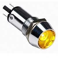 Smidnya IL22 Chrome Body Metal Pilot Light-14mm-24V AC/DC-Yellow