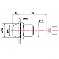 Smidnya IL22 Chrome Body Metal Pilot Light-14mm-6V AC/DC-Green