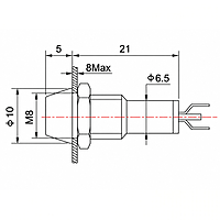 Smidnya IL22 Chrome Body Metal Pilot Light-8mm-12V AC/DC-Blue