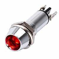 Smidnya IL22 Chrome Body Metal Pilot Light-8mm-24V AC/DC-Red