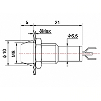 Smidnya IL22 Chrome Body Metal Pilot Light-8mm-6V AC/DC-White