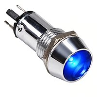Smidnya IL22 Chrome Body Metal Pilot Light-10mm-36V AC/DC-Blue