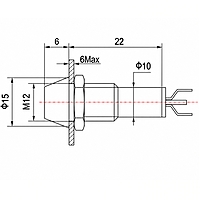 Smidnya IL22 Chrome Body Metal Pilot Light-12mm-36V AC/DC-Red