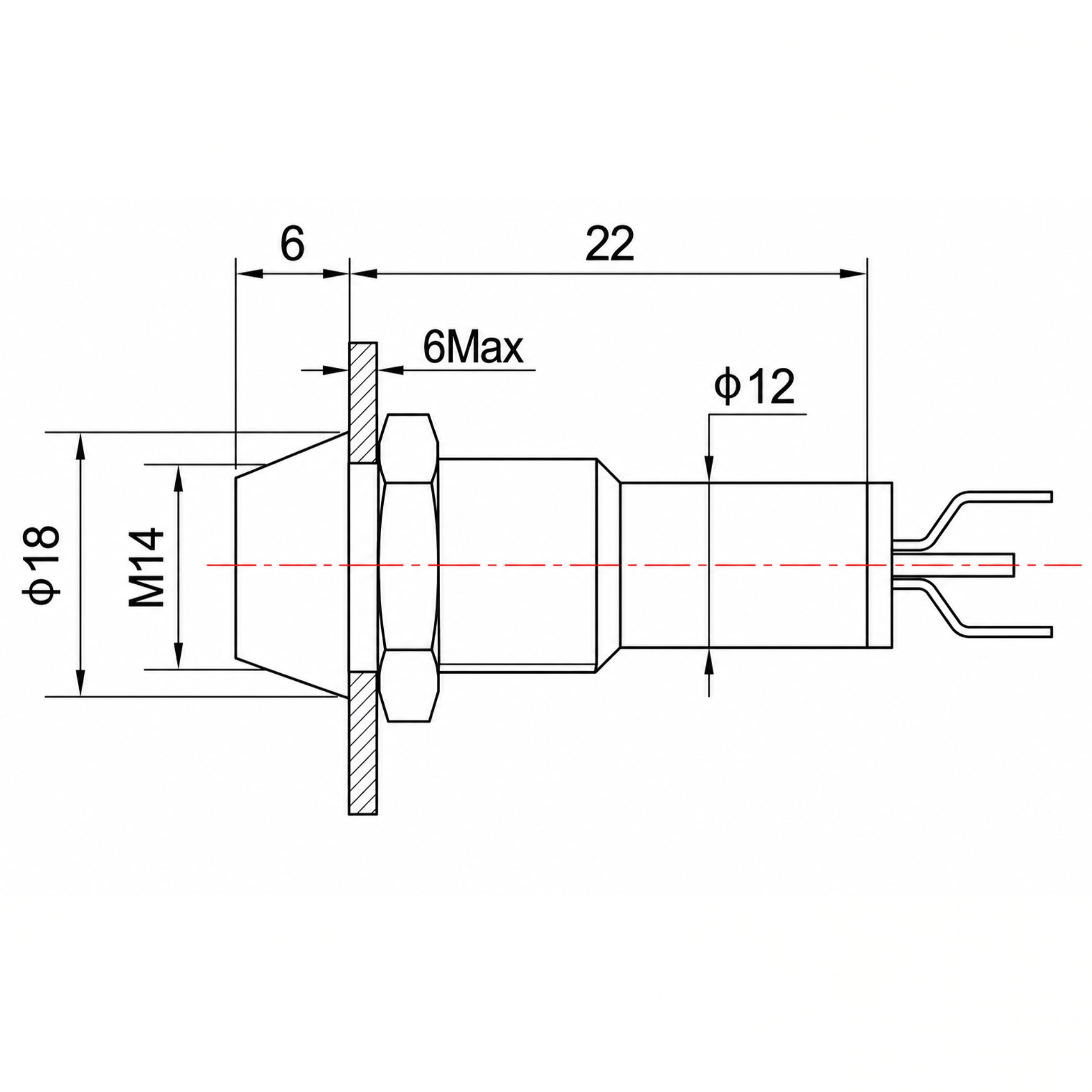 Smidnya IL22 Chrome Body Metal Pilot Light-14mm-6V AC/DC-Blue