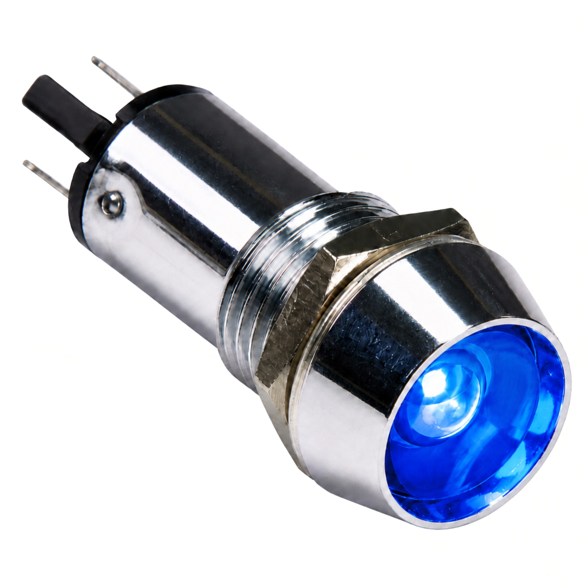 Smidnya IL22 Chrome Body Metal Pilot Light-14mm-6V AC/DC-Blue