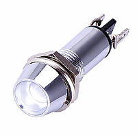 Smidnya IL22 Chrome Body Metal Pilot Light-8mm-12V AC/DC-White