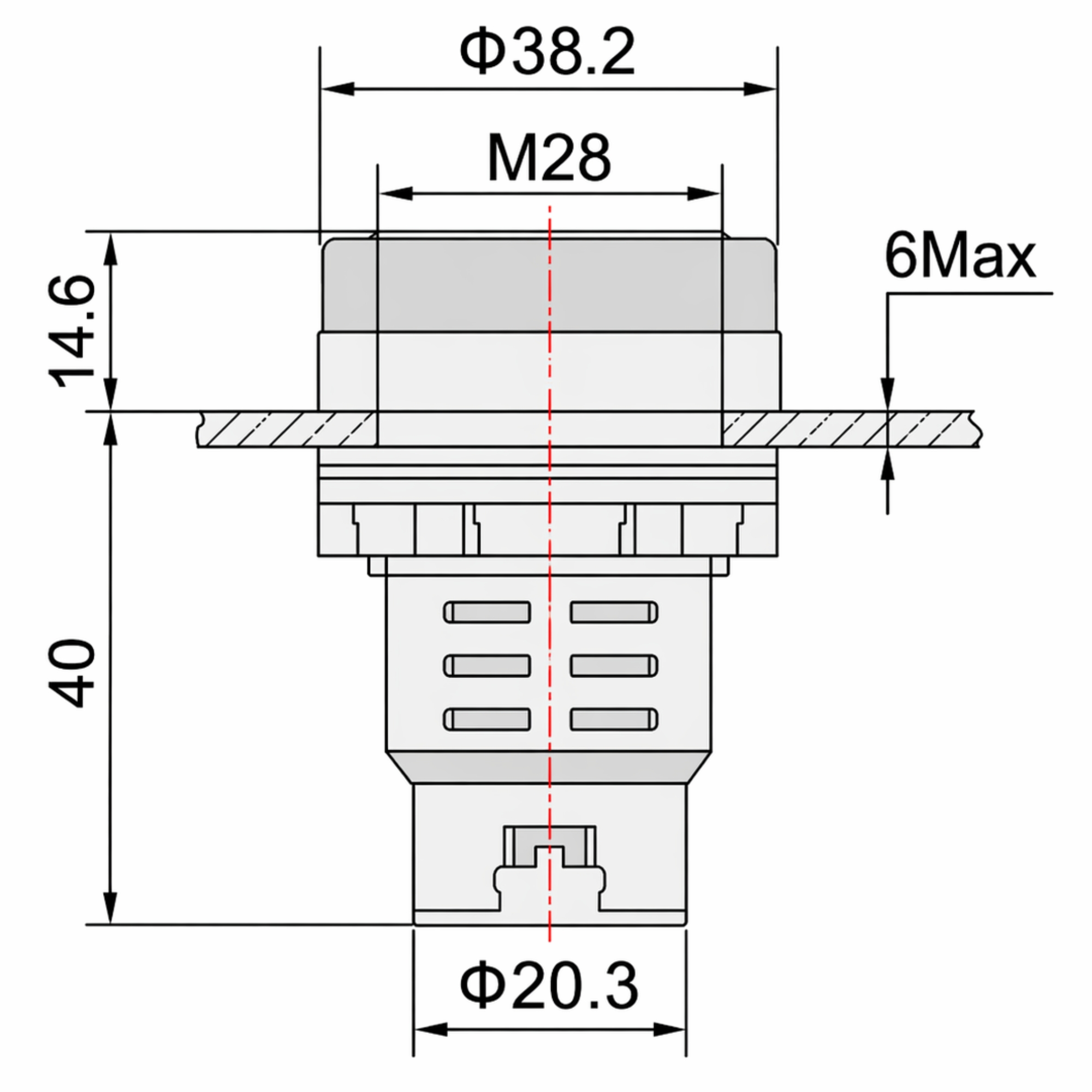 Smidnya IL22 Protected LED Pilot Light-30mm-36V AC/DC-Red