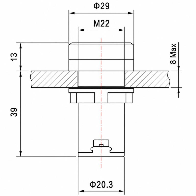 Smidnya IL22 Round Ammeter Pilot Light 0–50 A-22mm round-220V AC-Red