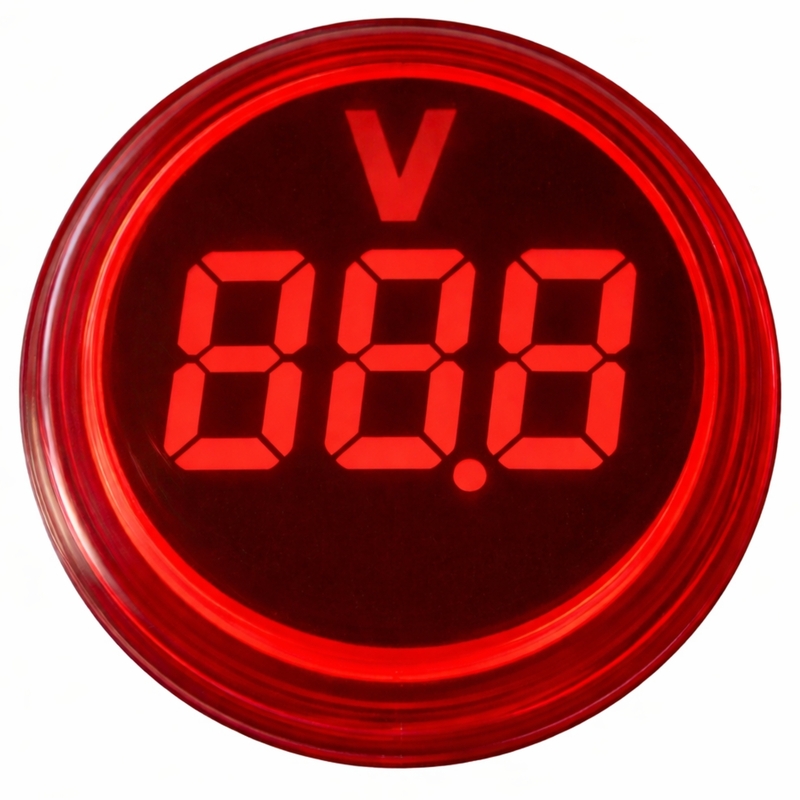 Smidnya IL22 Round Voltmeter Pilot Light 50–500 VAC-22mm round-50-500V AC-Red