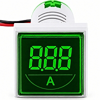 Smidnya IL22 Square Ammeter Pilot Light 0–50 A-22mm square-220V AC-Green