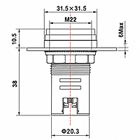Smidnya IL22 Square Ammeter Pilot Light 0–50 A-22mm square-220V AC-Red