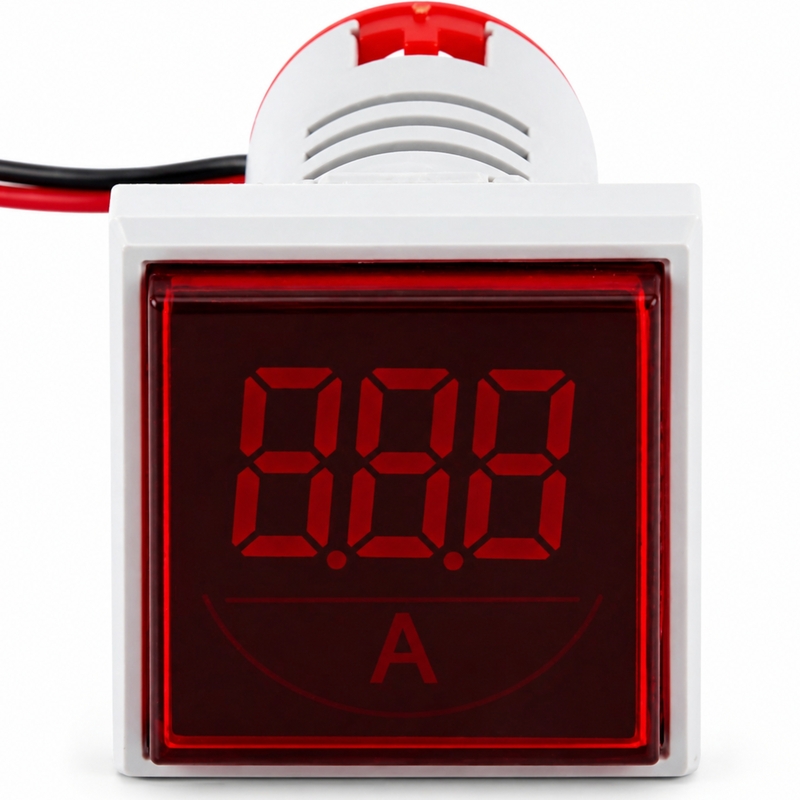 Smidnya IL22 Square Ammeter Pilot Light 0–50 A-22mm square-220V AC-Red