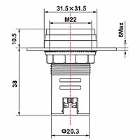 Smidnya IL22 Square Ammeter Pilot Light 0–50 A-22mm square-220V AC-Yellow