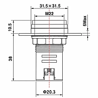 Smidnya IL22 Square Ammeter Pilot Light 0–50 A-22mm square-220V AC-Yellow