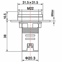 Smidnya IL22 Square Frequency Pilot Light 0–80 Hz-22mm square-220V AC-Yellow
