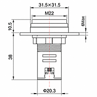 Smidnya IL22 Square Temperature Pilot Light -20 to 200°C-22mm square-220V AC-Red