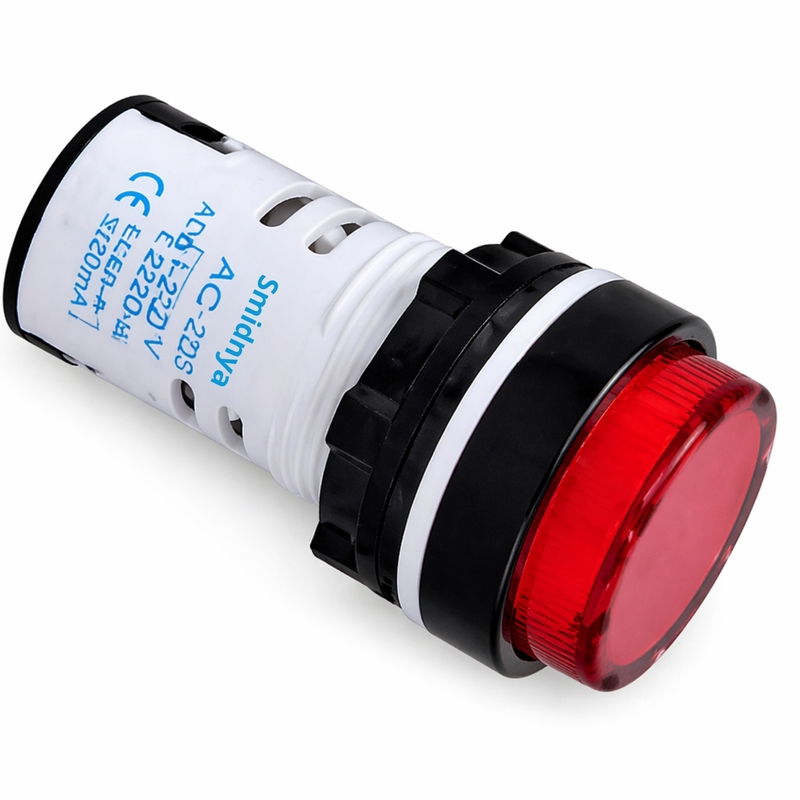 Smidnya IL22 White Body Protected LED Pilot Light-22mm-220V AC-Red