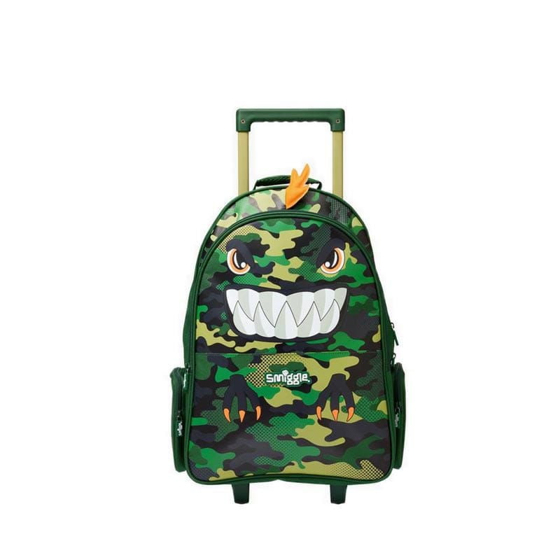 Smiggle Best Budz Trolley Backpack With Light Up Wheels - Green