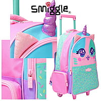 Smiggle Best Budz Trolley Backpack With Light Up Wheels - Pink