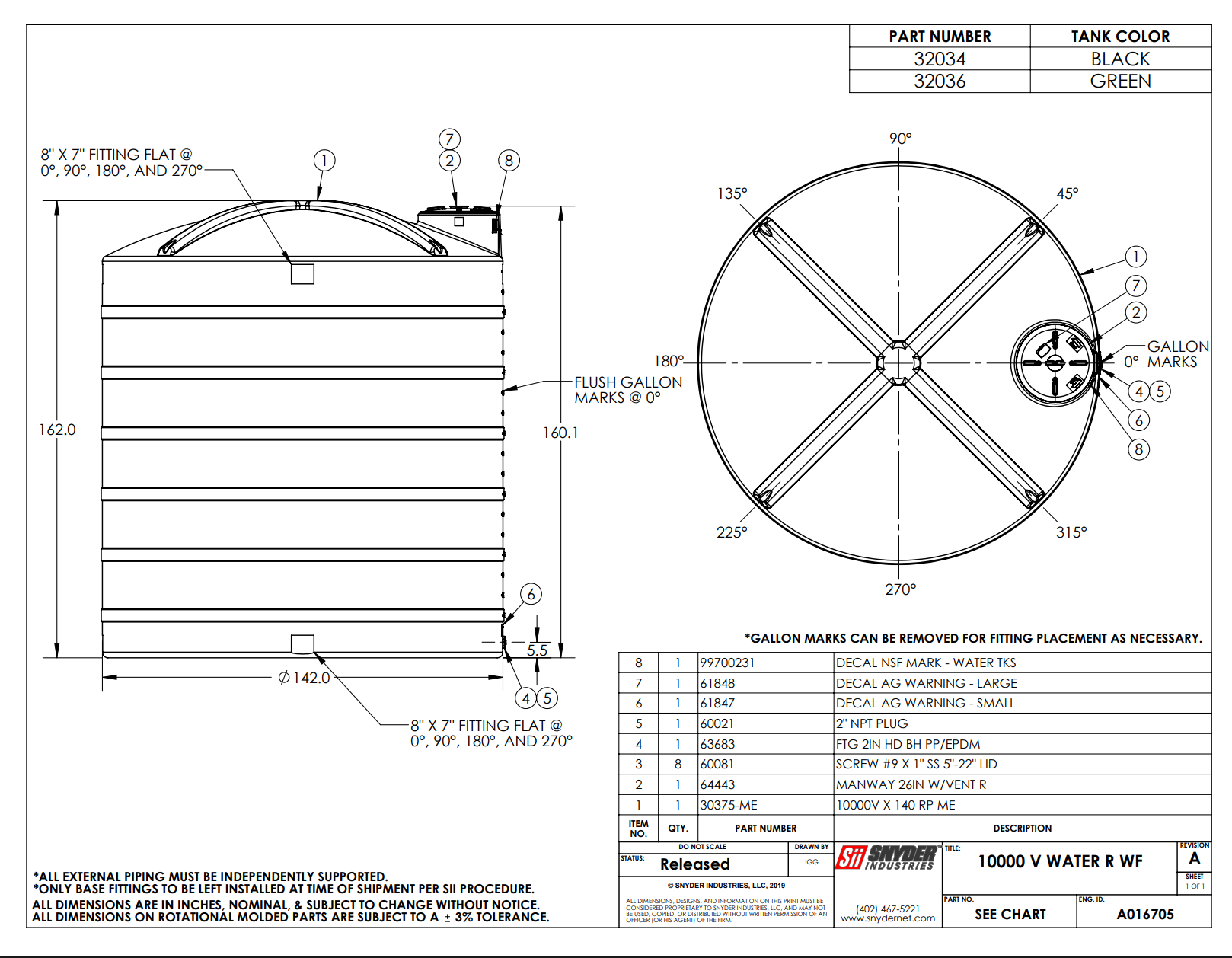 Snyder Industries 10,000 Gallon Black Water Storage Tank