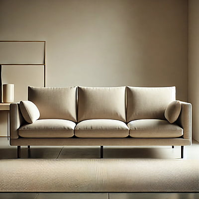 Gunmala Handicrafts Minimalist Beige 3-Seater Sofa