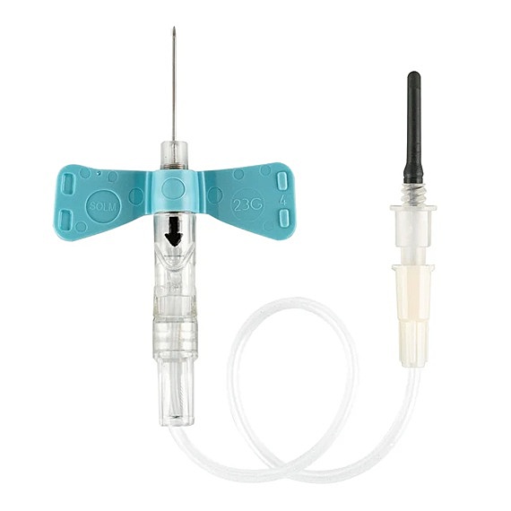 SOL-GUARD® XtraThin Safety Pull-Button Blood Collection Set – ¾ Inch Needle, 12 Inch Tubing