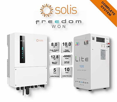 8.0 kW SOLIS S6 Hybrid Combo, c/w 10 kWh FREEDOM WON Lithium Battery