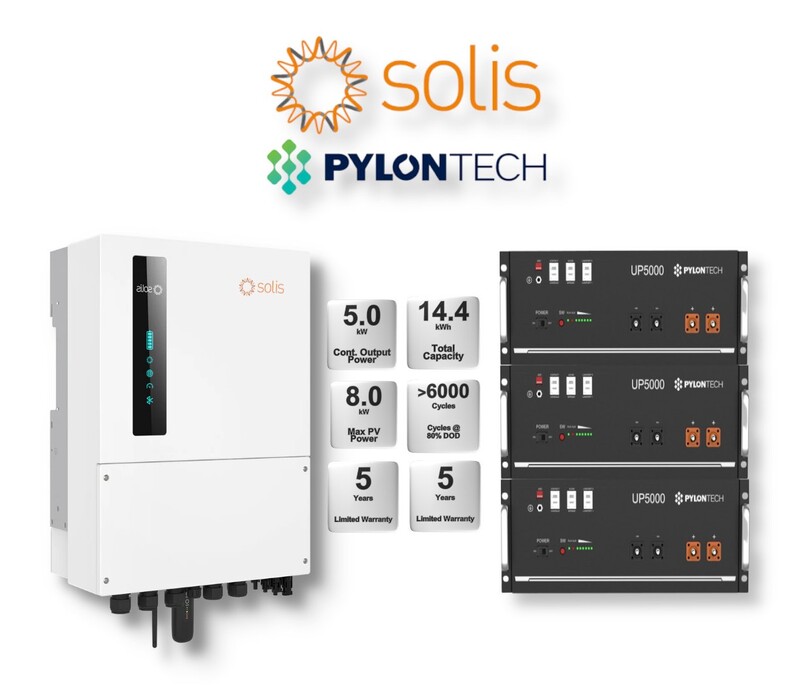 5.0 kW SOLIS S6 Hybrid - PYLONTECH Combo, c/w 3x 4.8 kWh Lithium Batteries