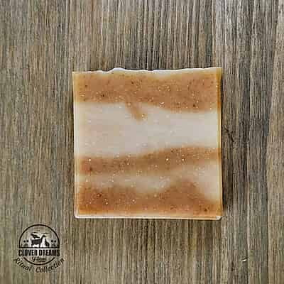 Unboxed Soul Rest goat milk soap with cream and warm brown layers