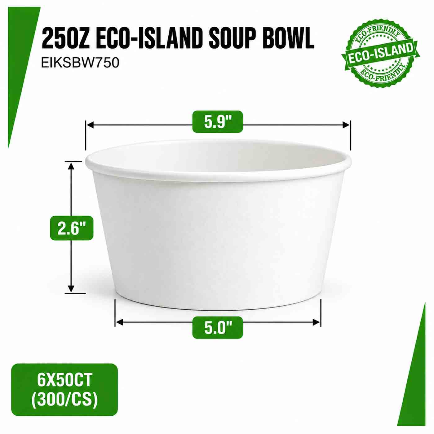Soup Bowl 25oz (750ml) Paper White Eco-Island 6/50