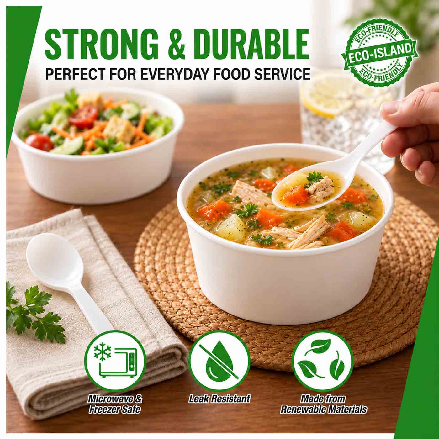 Soup Bowl 25oz (750ml) Paper White Eco-Island 6/50